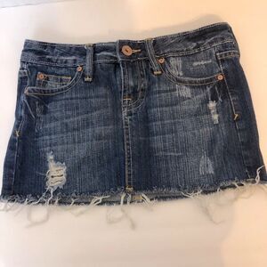 Refuge Y2K Micro mini-Jean distressed Skirt Blue Denim size 3